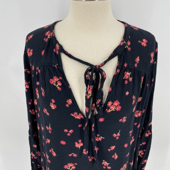 Billabong Floral Boho Top Size Large Black‎ - Picture 2 of 11